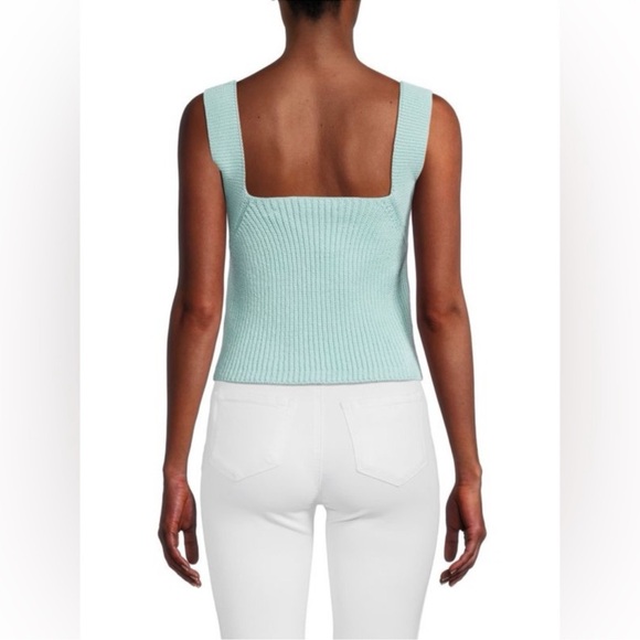 VINCE Square Neck Ribbed Sweater Tank Size Small Soft Blue NEW - Picture 2 of 11